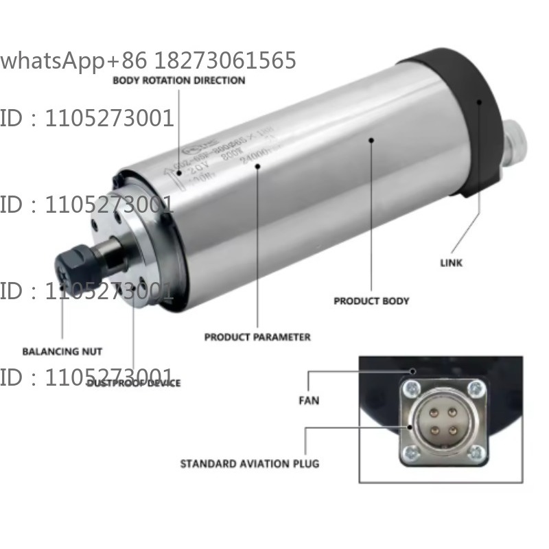 Cnc Spindle Motor - Круглый водяной шпиндельный двигатель 24000 об/мин,